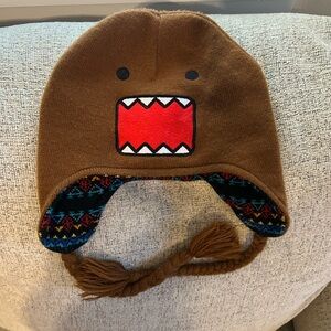 RARE Domo kun knit reversible tassel beanie hat y2k